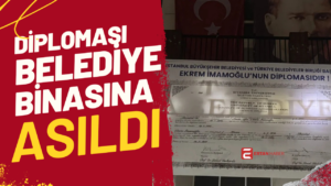 Ekrem İmamoğlu’nun üniversite diploması belediye binasına asıldı. CHP’li Hopa Belediyesi'nden
