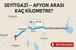 Seyitgazi ile Afyonkarahisar arası 110 km olup, yolculuk 1 saat