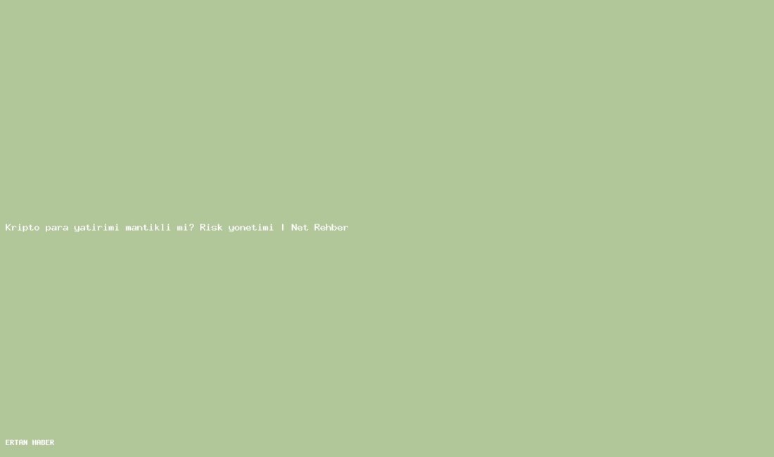 Konu: Kripto para yatırımı mantıklı mı? Risk yönetimi | Net