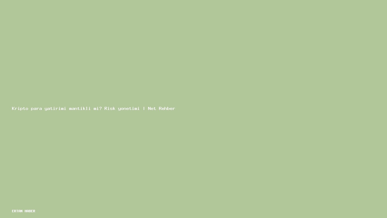 Konu: Kripto para yatırımı mantıklı mı? Risk yönetimi | Net