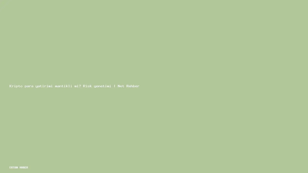 Konu: Kripto para yatırımı mantıklı mı? Risk yönetimi | Net