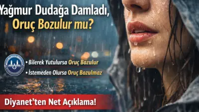 Yağmurun dudağa değmesi orucu bozmaz. Bilerek yutulursa oruç bozulur.