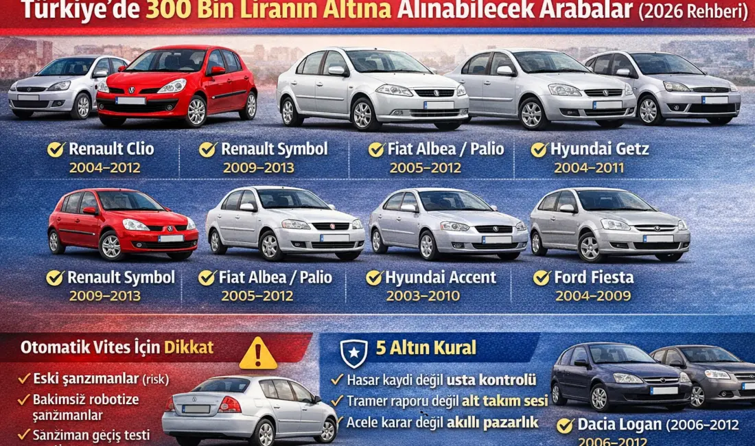 300 bin TL bütçeyle 2026’da alınabilecek ikinci el otomobiller, artıları-eksileri