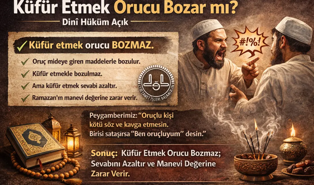 Küfür orucu bozmaz. Ancak sevabını azaltır ve manevi değerini zedeler.