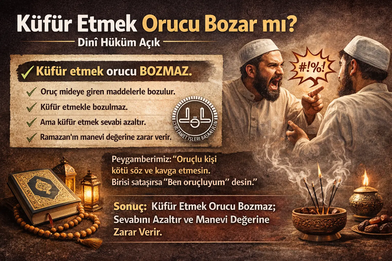 Küfür orucu bozmaz. Ancak sevabını azaltır ve manevi değerini zedeler.
