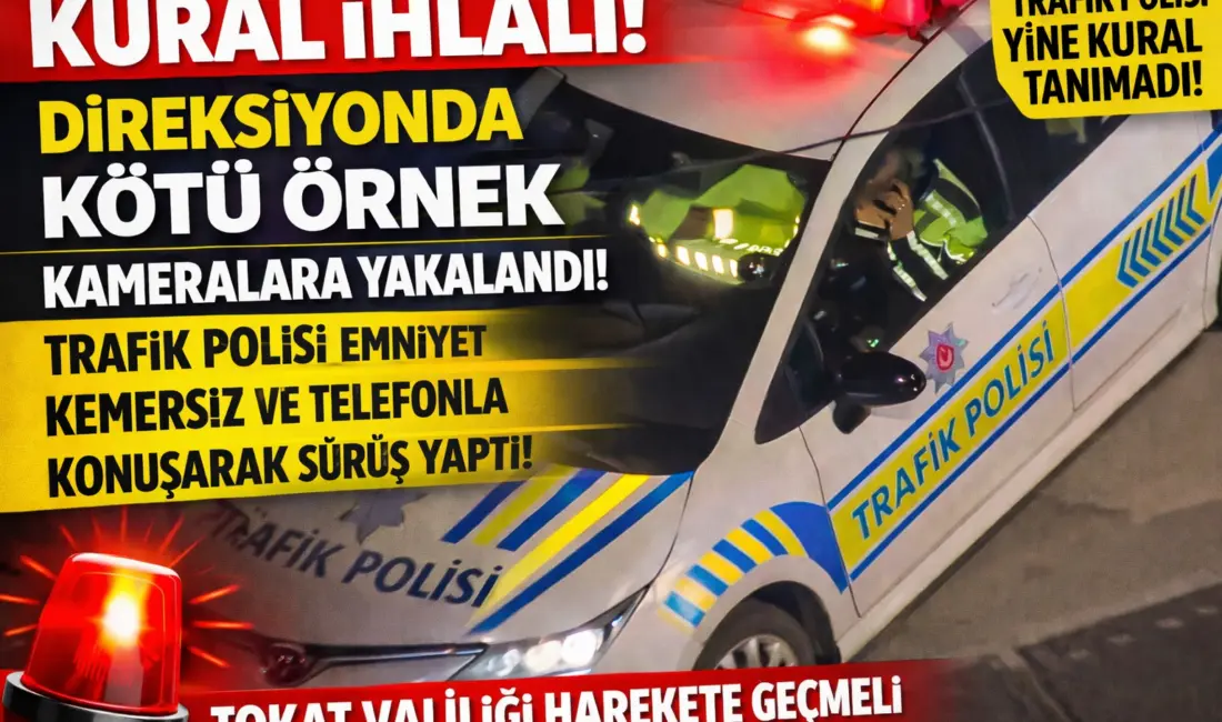 60 A 5438 plakalı trafik polisi aracını kullanan görevlinin emniyet