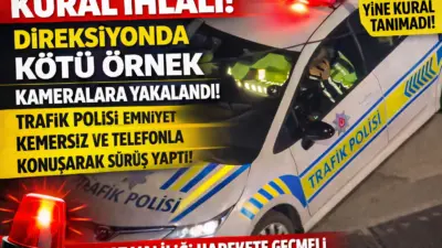 60 A 5438 plakalı trafik polisi aracını kullanan görevlinin emniyet