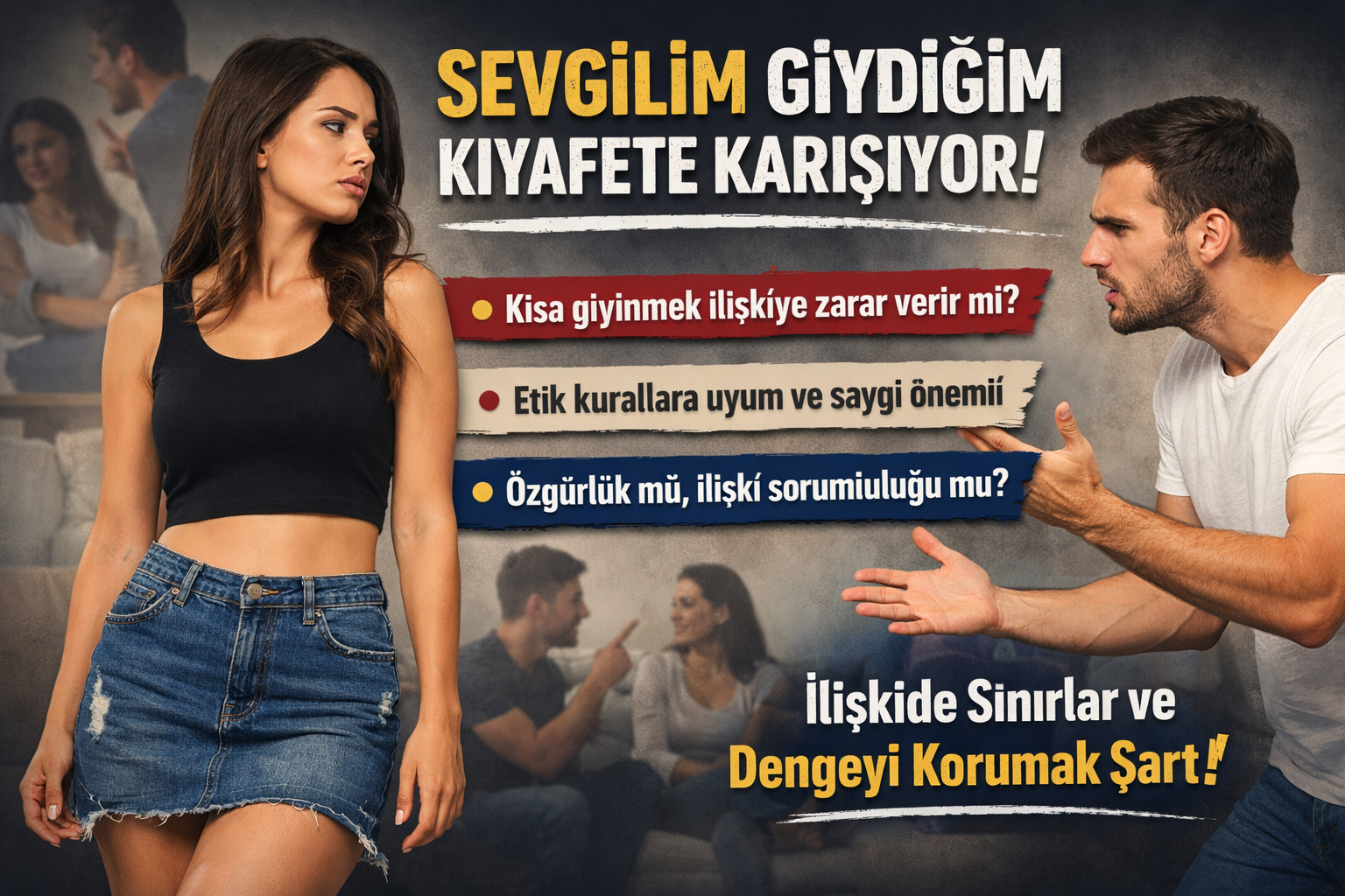 Kıyafet tercihi ilişkide özgürlük ve saygı dengesini etkiler. Sürekli gerilim
