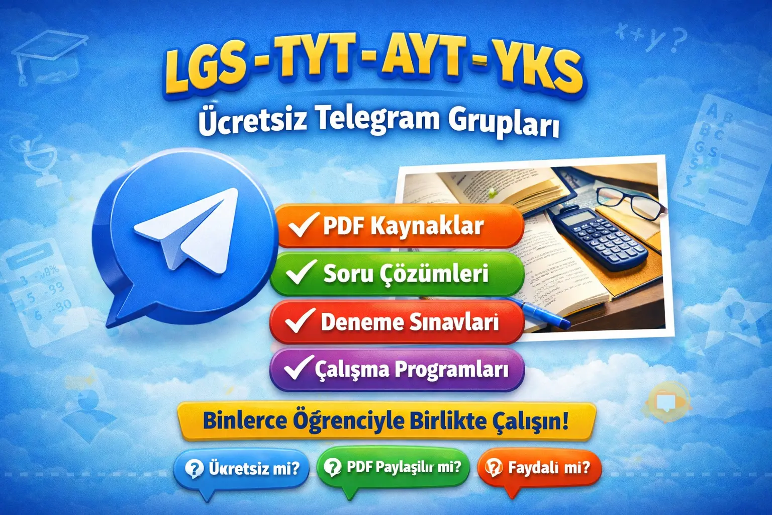 LGS, YKS, TYT ve AYT için kurulan ücretsiz Telegram grupları