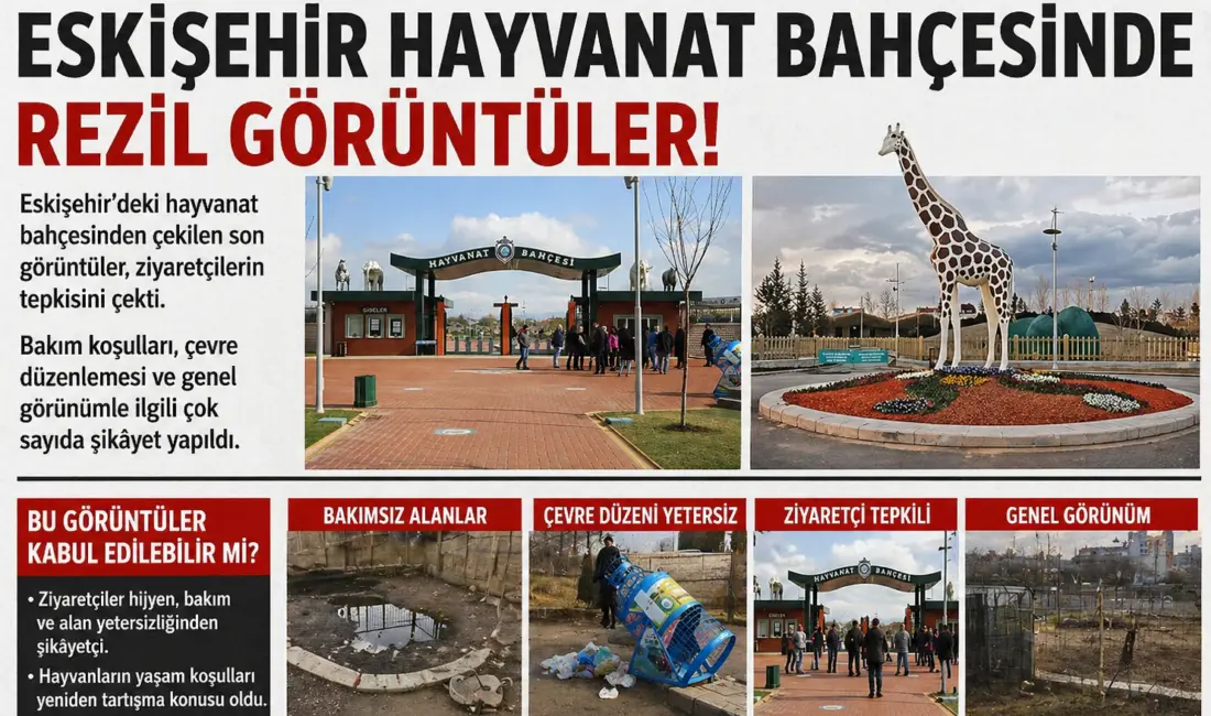 Eskişehir’de hayvanat bahçesinden gelen görüntülerde hayvanların zayıf ve stresli olduğu