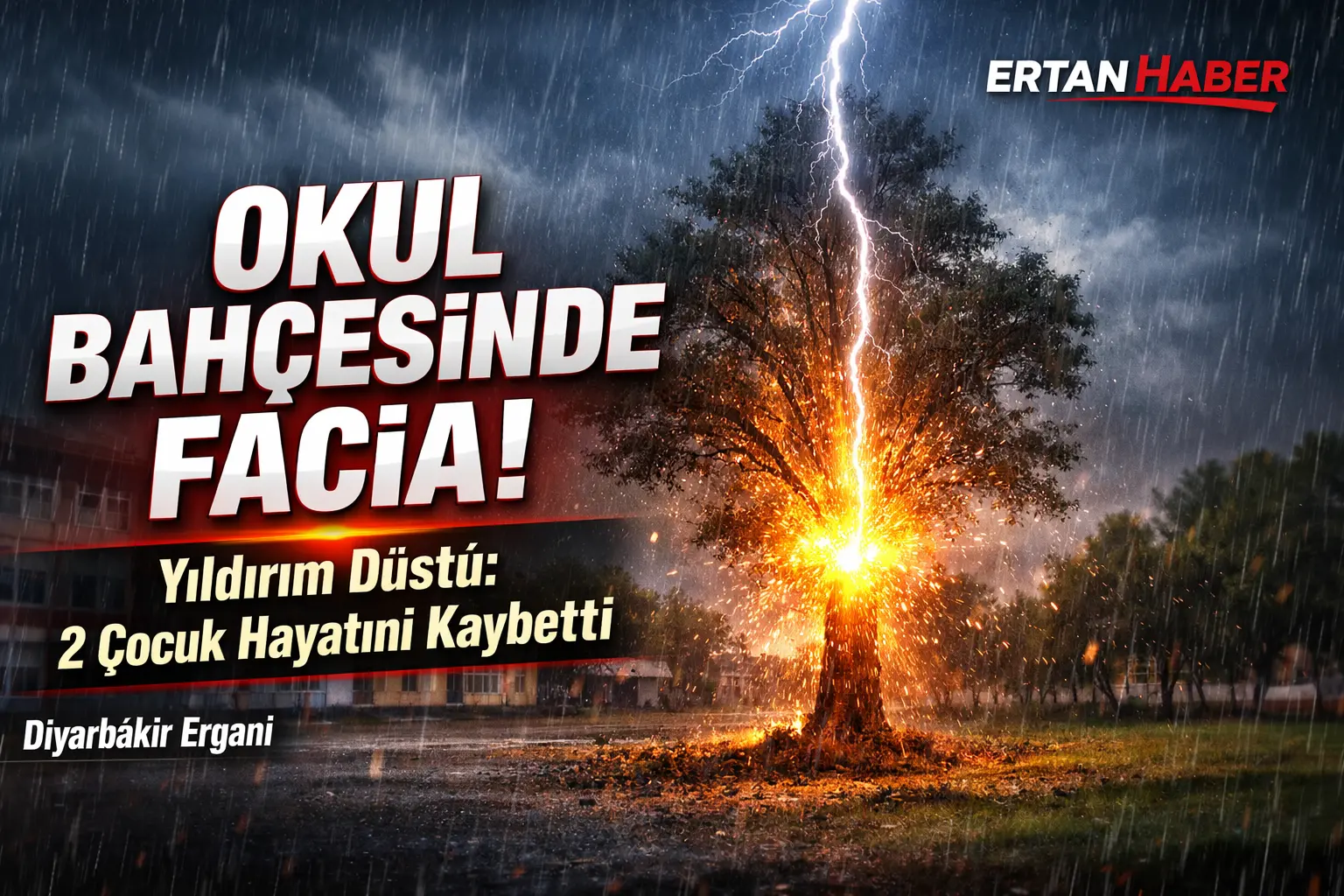 Diyarbakır’da okul bahçesine düşen yıldırım 2 çocuğun ölümüne neden oldu.