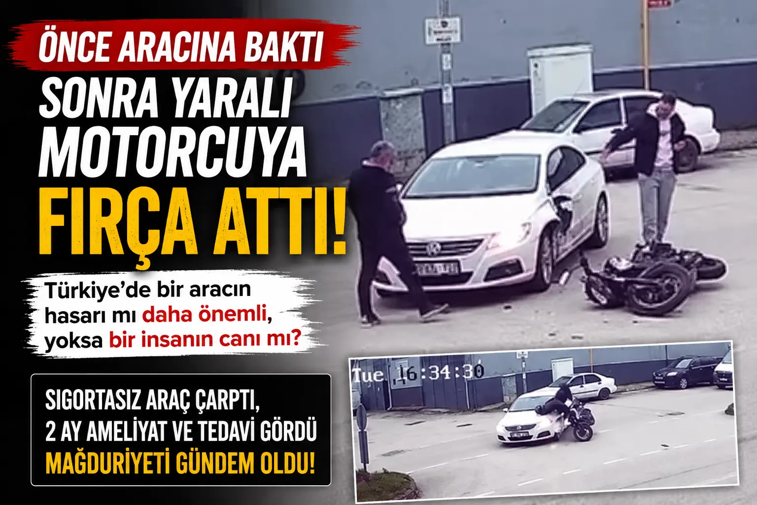Trafikte yaşanan bir kaza sonrası ortaya çıkan görüntüler sosyal medyada