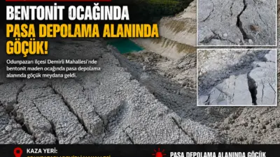 Demirli Mahallesi’ndeki bentonit maden sahasında oluşan büyük çatlaklar dikkat çekti.