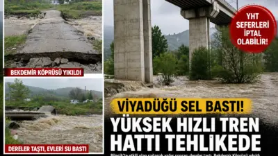 Bilecik’te sel köprüleri yıktı, YHT viyadüğü risk altında, seferler durabilir.