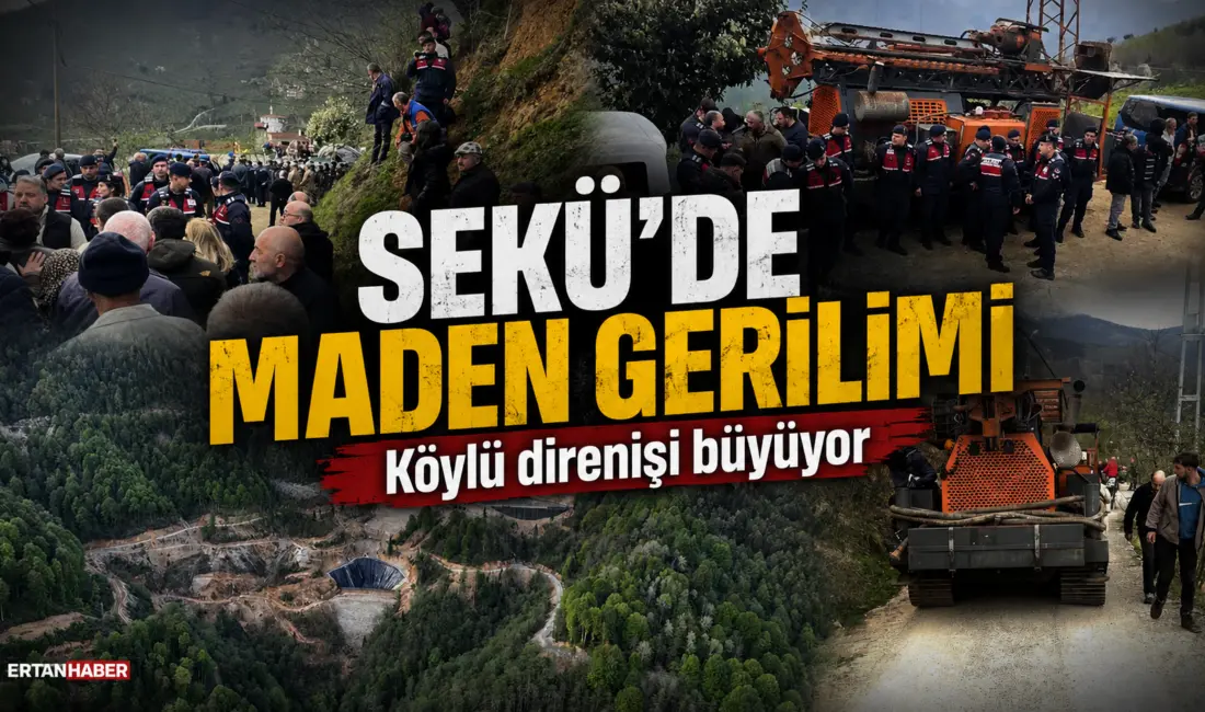 Giresun’un Tirebolu ilçesine bağlı Sekü Köyü’nde Alagöz Maden’in sondaj girişimi,
