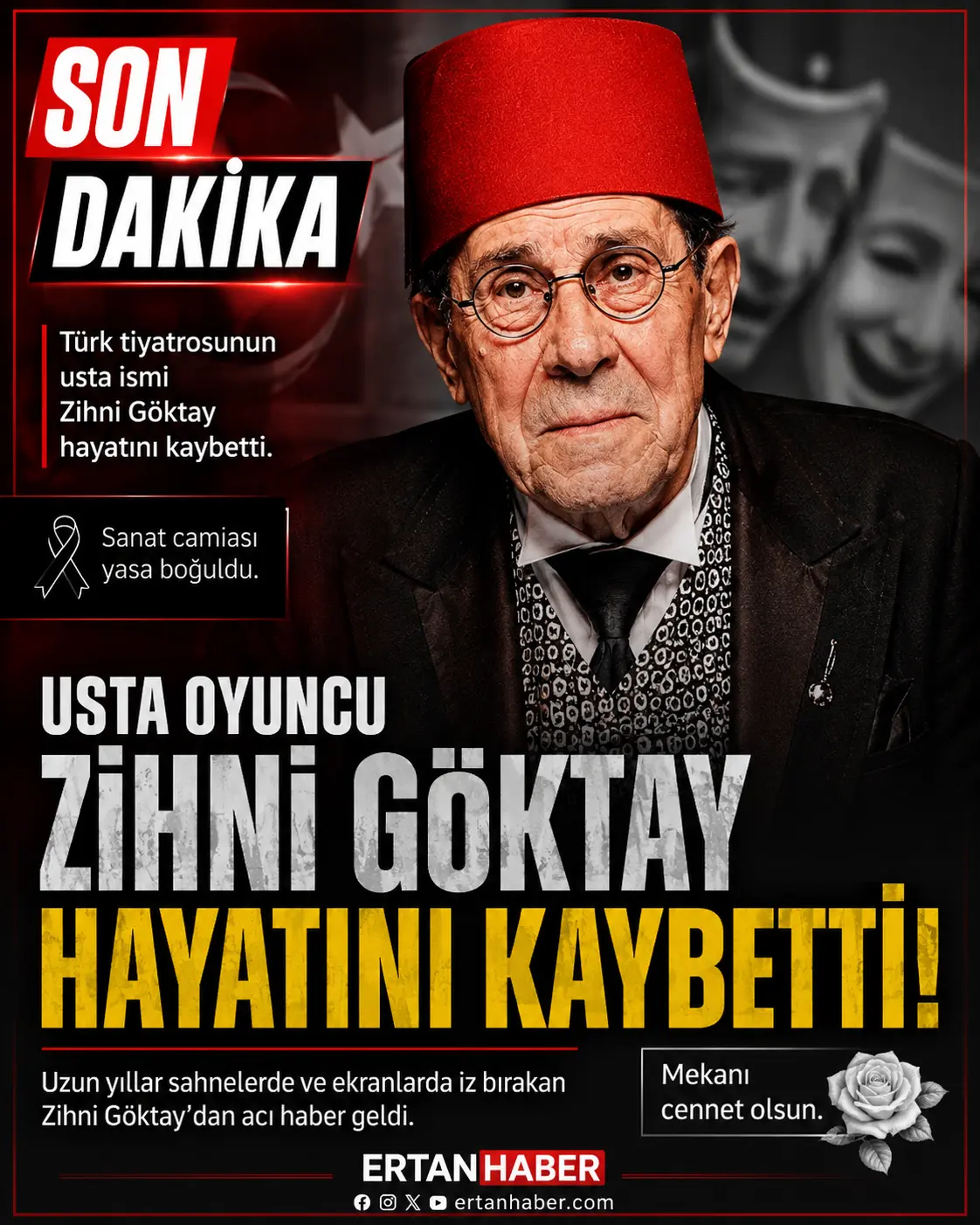 Türk tiyatrosunun duayen isimlerinden, yıllarca sahne ve ekranlarda unutulmaz karakterlere